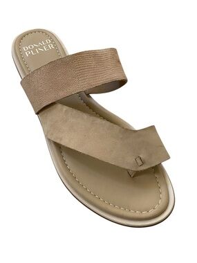 Donald J. Pliner Romeo Beige Suede & Elastic Slide Sandals